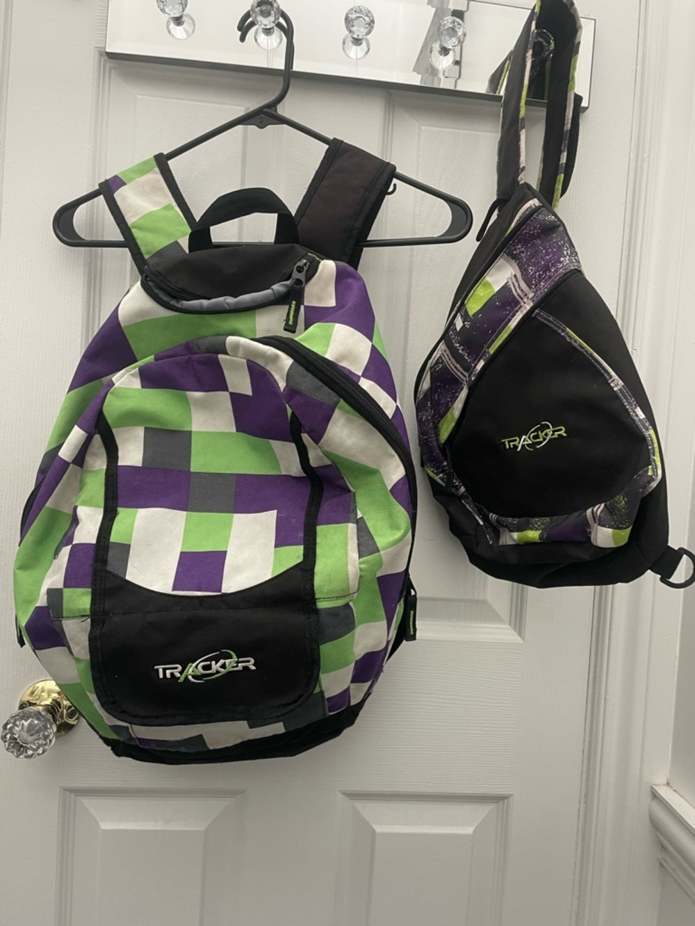 Tracker Purple & Lime Checkered Backpack Set